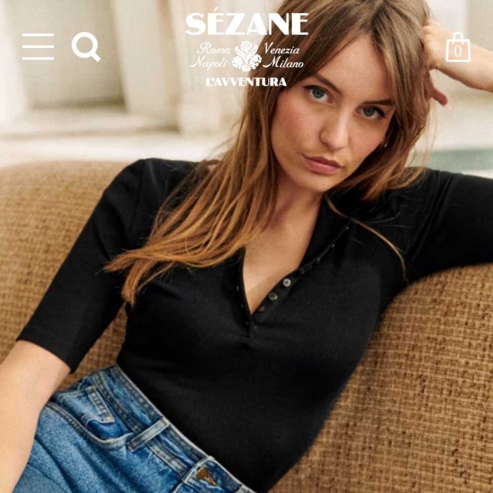 Sezane Theodora T-Shirt Black Size Medium